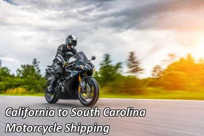California to South Carolina Motorcycle Shipping